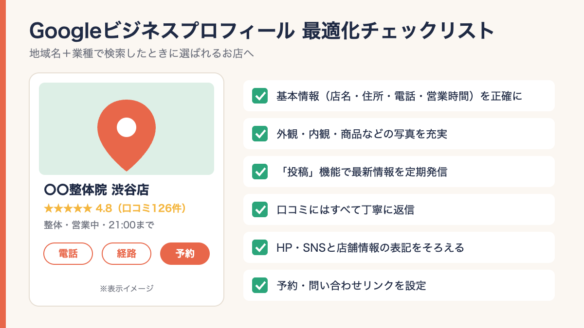Googleビジネスプロフィール（MEO）最適化チェックリスト