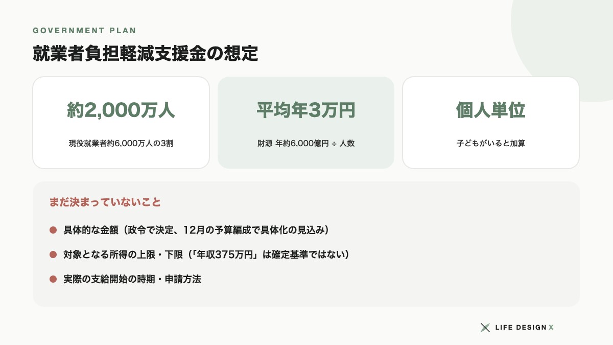 就業者負担軽減支援金の想定と未決定の点